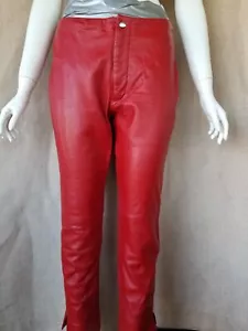 1980's WILSON'S Womens Vintage Leather Pants RED Butter Soft Biker Moto sz S M 8 - Picture 1 of 12