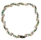 Sterling Silver Abalone Shell Leaf Scroll Work Choker Necklace 14 inch #3658400