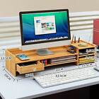 Wood Computer Monitor TV Table Desk Stand Rack Desktop Laptop Shelf Home Office