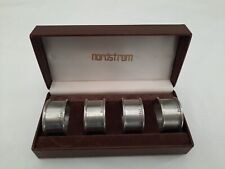 4 Vintage Nordstrom Pewter Round Napkin Rings in Original Box