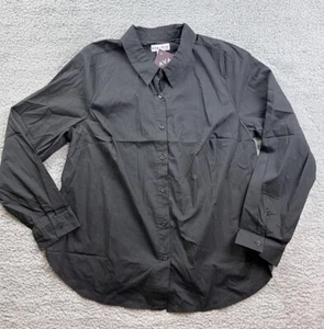 Ava & Viv Women's Size XXL Long Sleeve Collared Button Down Shirt Black - Picture 1 of 9