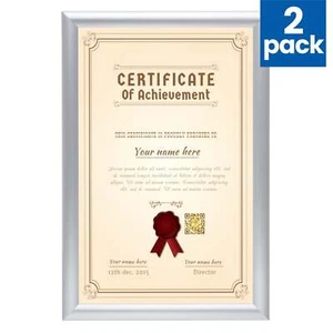 Twin-Pack SnapeZo® Silver 11x17 Diploma Frame - 1" Profile - Picture 1 of 5