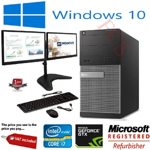 Dell/HP Gaming & Dual Screen i7 Win 10 16GB, GT710 Graphic Card Dual Screen - Picture 1 of 6