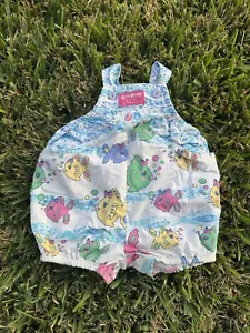 Rare Vintage OshKosh Bubble Romper Primary Fish USA 6/9M - Picture 1 of 7