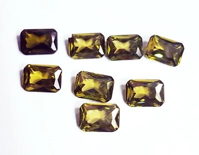 Green Sapphire Emerald Shape Loose Gemstone 6x4 mm 8 Pcs Lot With Free Shipping - Image 1 of 4