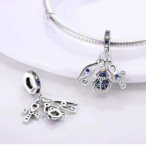 Scarab Cross Beetle Evil Eye Luck Charm Genuine Sterling Silver 925 Mum Wife  - Picture 1 of 1