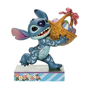 Jim Shore Disney Traditions Stitch Running with Easter Basket Figurine 6008075 - Picture 1 of 2