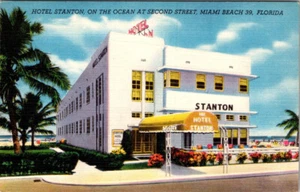 MIAMI BEACH, FLORIDA - SIMON BLOIVR HOTEL ON OCEAN - POSTAL DE LINO VINTAGE - Imagen 1 de 2
