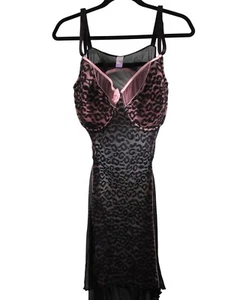 Leopard Print Stretch Lace Lingerie Chemise Pink Accents Underwire Size 3X GUC - Picture 1 of 7