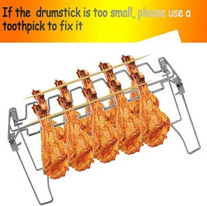 Folding Chicken Wing Leg Rack For Grill Smoker Oven Safe Barbecue Accessories - Picture 1 of 8