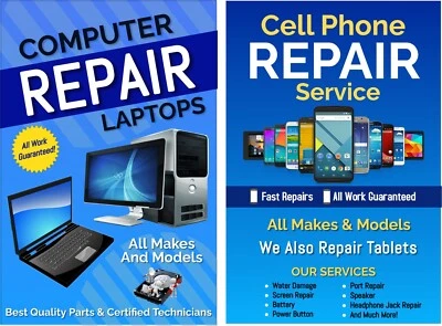 Cell Phone Computer Repair window poster signs 2 poster signs bundle 24"x36" - Image 1 of 4
