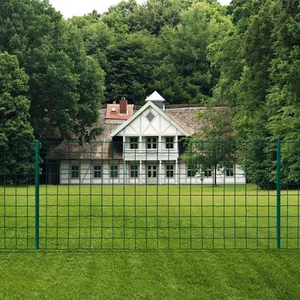 Green PVC-Coated Steel Fence Panel 20x1.2m with 11 Posts for Garden Use - Picture 1 of 4