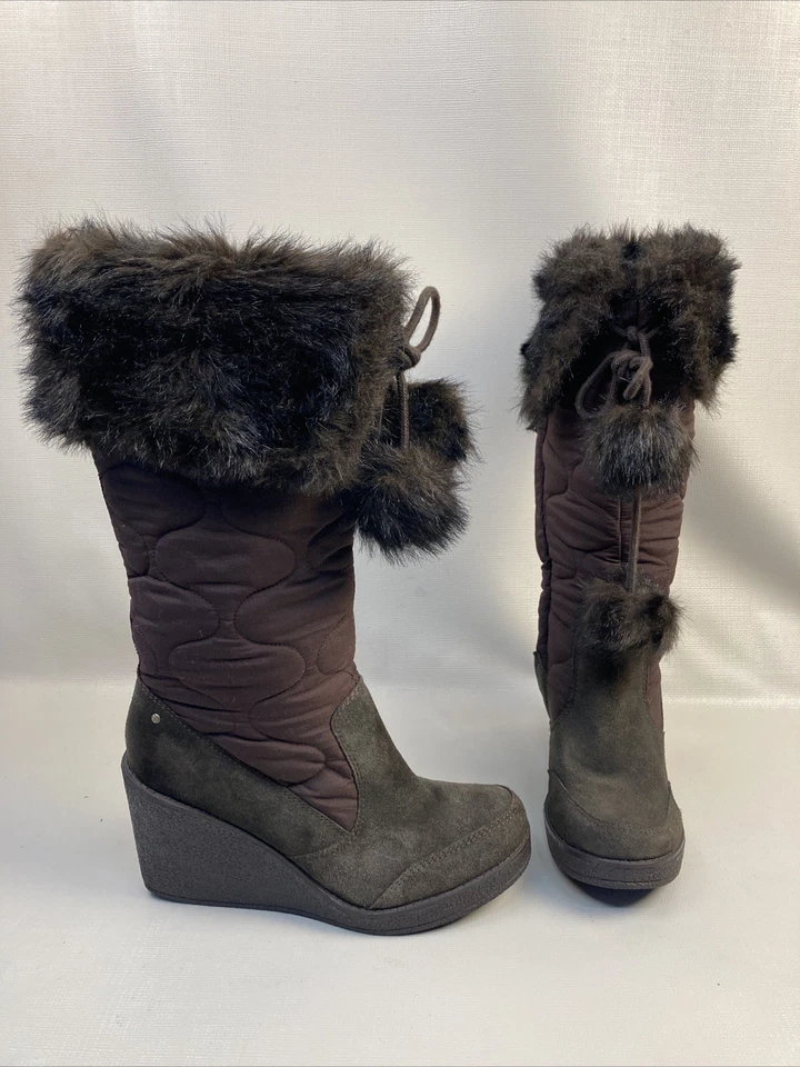 Report Y2K Deadstock Chunky Platform Fur Trim Boots Women's Size 10 EUC - image 1 of 4
