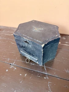 Leather Covered Jewelry trinket box Eagle Patriotic Federal 1800s USA Military - Picture 1 of 9