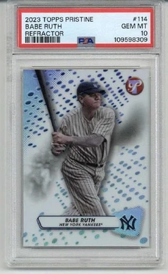 2023 TOPPS PRISTINE REFRACTOR #114 BABE RUTH CARD YANKEES PSA 10 LOW POP RARE - Image 1 of 2