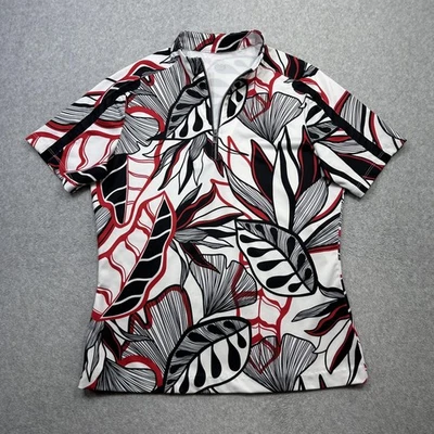 Tail Polo Shirt Womens Small White Red Black Floral Mesh Golf Mock Neck 1/4 Zip - Image 1 of 4
