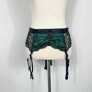 Victoria Secret VERY SEXY Black Green Lace Garter Belt XS/S - Picture 1 of 4