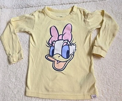 Camiseta Disney Baby Gap Suave Amarilla Pato Margarita Larga Skeeve Gráfico Talla 3 Foto 1 de 4