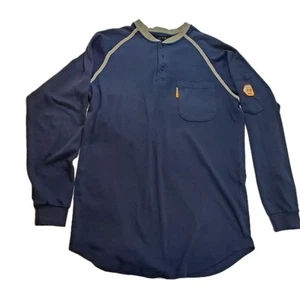 KONRECO FR Long Sleeve Pullover Shirt Navy Size Large CAT2 Flame Resistant EUC - Picture 1 of 10