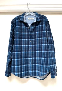 Tommy Bahama Men's Button-up Shirt Blue Corduroy M Plaid - Picture 1 of 6