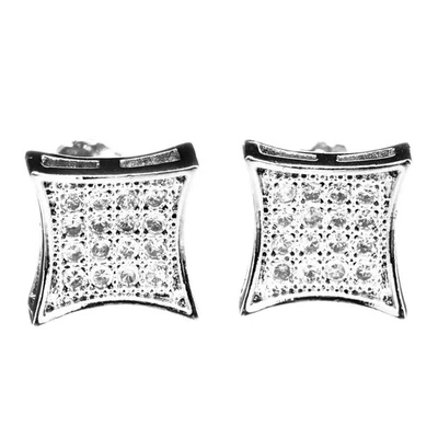 Brincos Iced Out CZ Micro Pavê Curvo Quadrado 7 mm Parafuso Traseiro 964 P - Imagem 1 de 4