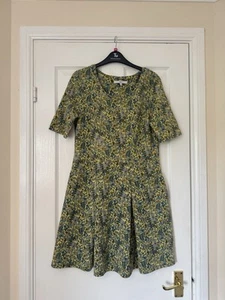 Next size 14 dress yellow multicoloured pockets skater - Picture 1 of 8