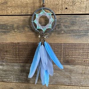 Handgefertigter Traumfänger Indianer Auto Rückspiegel baumelnd hängend grau - Bild 1 von 5