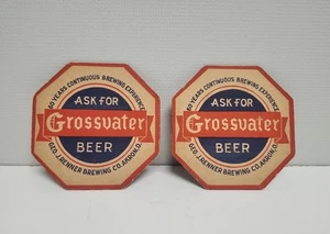 Vintage Lot of 2 Grossvater Beer Octagon Coasters Advertising Breweriana Cool! - Picture 1 of 5
