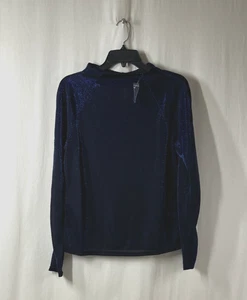 NWOT Versona Women's Midnight Blue Sheer Mock Neck Top - Size S - Picture 1 of 4