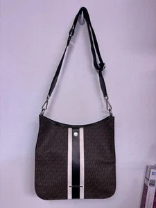 MICHAEL KORS BRILEY LARGE CROSSBODY MESSENGER SHOULDER BAG CENTER STRIPE LOGO - Picture 1 of 7