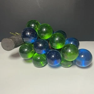 Grande grappolo uva vintage Lucite blu e verde lungo 9" - Foto 1 di 10