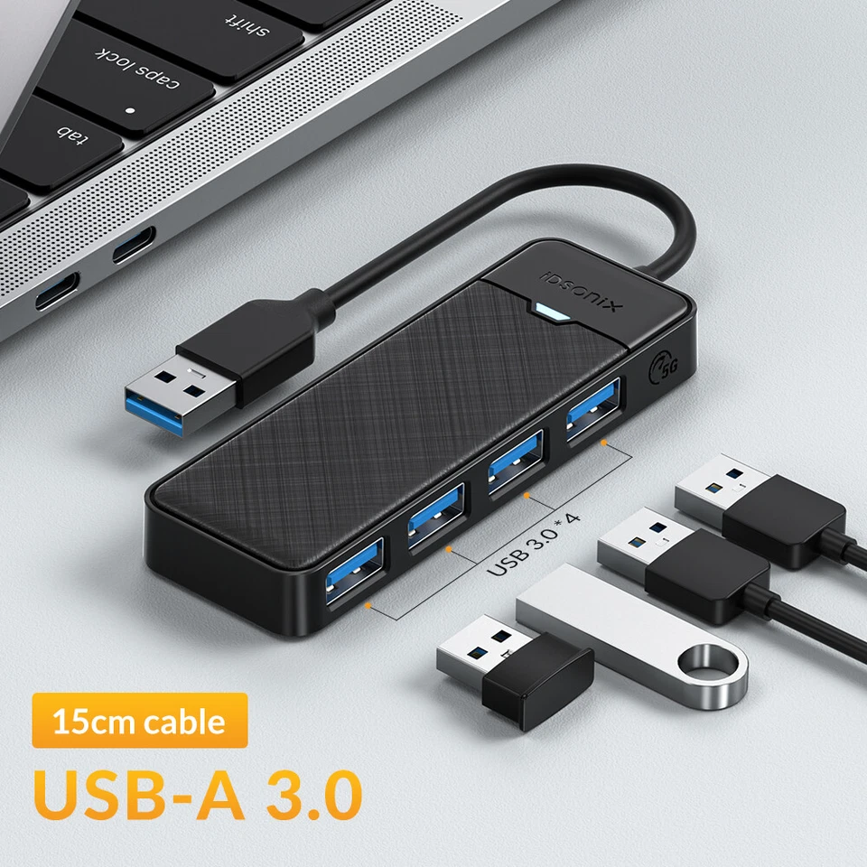 IDsonix USB A Hub mit 4 USB-A Ports USB 3.2 Gen1 Geschwindigkeit Datenhub