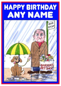 PERSONALISED DOG WALKER IN THE RAIN FUNNY JOKE CARTOON BIRTHDAY/OTHER CARD - Picture 1 of 1