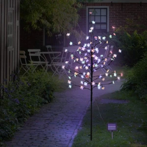 5FT 104LED Solar Lights Outdoor, Cherry Blossoms Christmas Solar Garden Light Tr - Picture 1 of 9