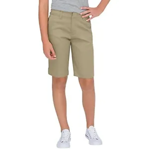 Dickies Little Girls School Uniform Stretch Bermuda Short Khaki Sand Tan size 4 - Picture 1 of 3