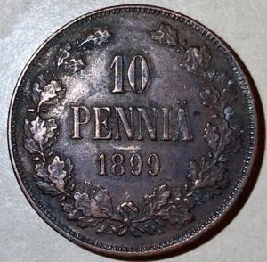 1899 Finland 10 Pennia Coin - Picture 1 of 2