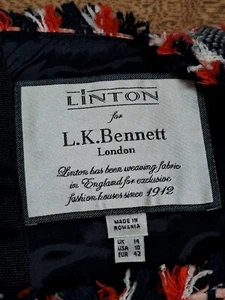 LINTON x L.K. BENNETT Danna Red Grey Boucle Tweed Shift Dress UK 14 EU 42 USA 10 - Picture 1 of 18