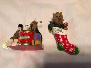 2 Danbury Mint Yorkie Ornament 2008 Drummer 2010 Stocking Stuffer - Picture 1 of 7
