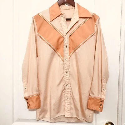 Camisa a Presión Vaquera Western Perla Naranja Hecha a Mano De Colección Foto 1 de 4