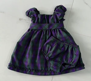 Vestido Infantil Chaps con Bloomers Niñas 9M Verde Púrpura Cuadros Conjunto de 2 Piezas - Imagen 1 de 10