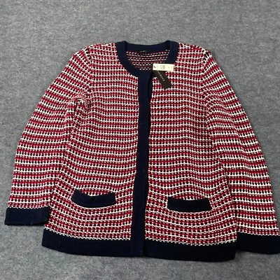 Suéter Talbots Mujer Mediano M Rojo Cárdigan Bolsillos Tejido Botones a Presión $119 Nuevo Foto 1 de 4