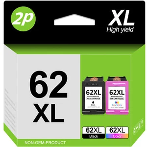 Tinta para impresora HP 62XL color negro y 62XL Combo Envy 7640 5540 5640 5660 5665 - Imagen 1 de 8