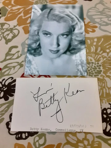 Super RARE Betty Kean Signed Autographed 3x5 Index Card Photo Andy Griffith Cover
