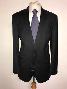 HUGO BOSS - Slim Fit Plain GREY WOOL SUIT - 44 Long - W38 L33 - BNWT - RRP £618 - Picture 1 of 15