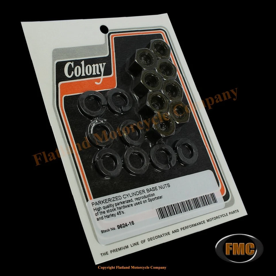 Colony 9624-16, Cylinder Base Nut Set, 1929-Up K, XL & 45 , P/N 7804, Parkerized Foto 1 de 1