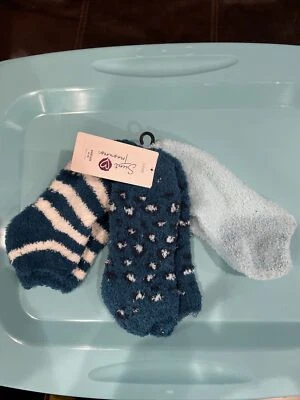 Calcetines acogedores Secret Treasures para mujer corte bajo 3 pares azules Foto 1 de 4