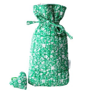Ashiana Green Quilted Cotton Cover Hot Water Bottle with Lavender Filled Heart - Picture 1 of 2