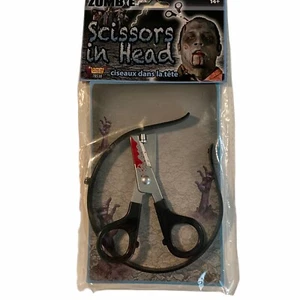 Zombie Scissors In Head Halloween Headband NEW - Picture 1 of 5