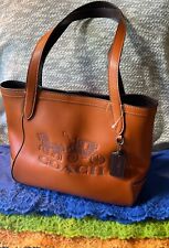 Coach Ginger 27 W Horse & Carriage Pebble Grain Leather Snap Shoulder Bag Tote