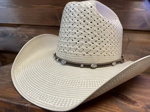Men's Fine Natural Cowboy Straw Hat 750X Brooks-1926 - Picture 1 of 6